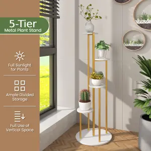 COSTWAY Indoor Metal Plant Stand 125 cm Tall Corner Plant Shelf Display Shelf