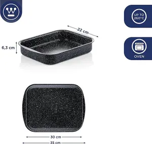 Westinghouse Non Stick Roasting Tin - 30 cm Roasting Tray Oven Dish - Black Marble