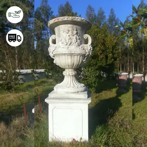 Giant Greek design Stone cast Vase with Column