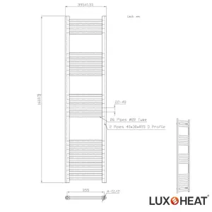 Towel Radiator Rail 1600 x 400 for Central Heating with White Finish