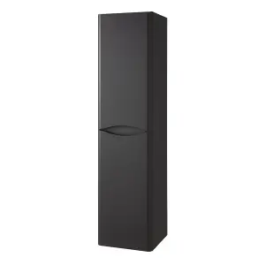 Bathroom Wall Hung 2-Door Tall Storage Unit 350mm Wide x 330mm Deep - Matt Graphite - (Arch)