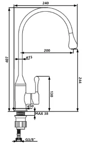 Invena Droplet Shape Spout Matte Black Kitchen Sink Mixer Faucet Tall Single Lever Tap