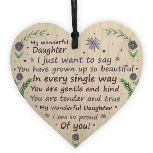 Red Ocean Daughter Gifts From Mum And Dad Wooden Heart Daughter Birthday Christmas Gift Keepsake