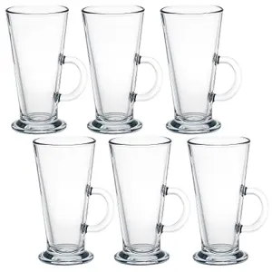 Queensway Home & Dining Height 16cm 6 x 260ml Clear Glass Tall Hot Chocolate Coffee Latte Mugs Glasses Tumblers