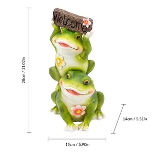 GardenKraft 10979 Frogs With Welcome Sign Garden Ornament