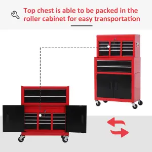 Portable Toolbox Tool Box Top Chest Cabinet Garage Storage Roll Cab Red New