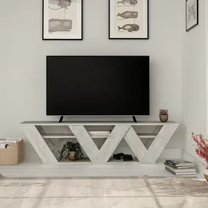 Decortie Ralla Modern TV Unit with Shelves Ancient White 65" 158cm