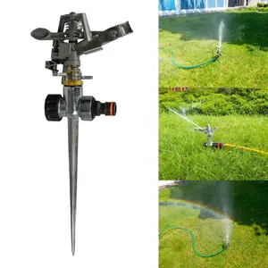 Garden lawn sprinkler,adjustable flick-around all metal head+spike,up to 570m sq coverage(depending on water pressure)