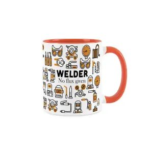 Welder Mug - Humorous Welding Tradesman Themed Novelty Gifts - Tea/Coffee Hot Drinks Orange Ceramic Cup Present