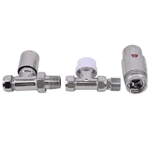 Rinse Bathrooms Designer Straight Thermostatic Radiator Valve Pack for Towel Rails