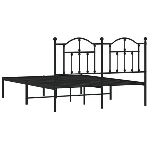 Berkfield Metal Bed Frame with Headboard Black 140x200 cm