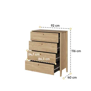 COSY Modern  Chest Of Drawers (H)1160mm x (W)920mm x (D)400mm - Stylish Bedroom Storage Solution with Four Generous Drawers