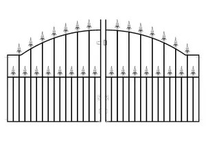 SAXA Spear Top Arched Metal Driveway Gate 2438mm GAP x 1245mm High SAZP13