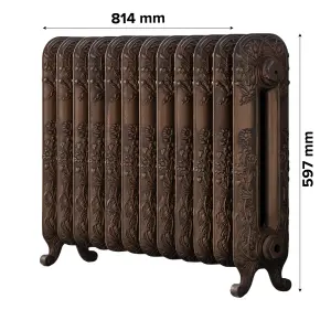 Arroll Daisy Cast iron Bronze 12 Column Radiator, (W)814mm x (H)597mm