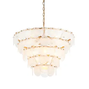 Luminosa Trapani Pendant Ceiling Light Antique Gold Paint, White, Clear Glass