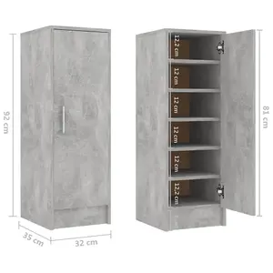 Berkfield Shoe Cabinet Concrete Grey 32x35x92 cm Engineered Wood