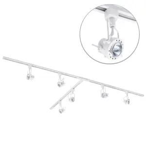 Litecraft Greenwich White 6 Head 3m T Shape Kitchen Ceiling Light with LED Bulbs