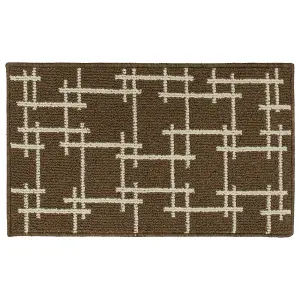 JVL Vector Machine Washable Latex Backed Doormat, 50x80cm, Brown