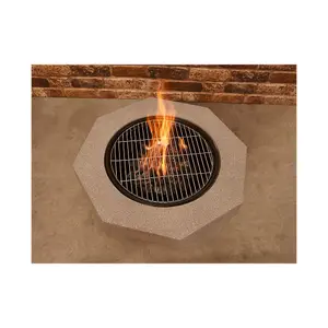 Field & Flame Rhoda Wood Burning BBQ Fire Pit in Concrete Grey 26744