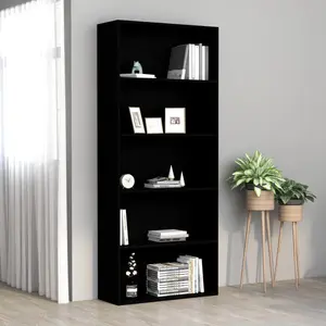 Rian Bookcase Black / 189cm H x 80cm W x 30cm D