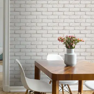 Superfresco Easy White / Red Brick Industrial Stone Tiled Wallpaper