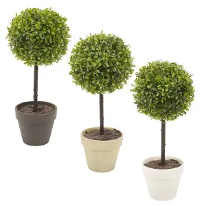 URBNLIVING 2x Potted Buxus Box Ball Plant Decorative Artificial Indoor Outdoor Garden Stone