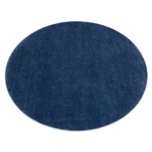 Modern washing carpet LINDO circle navy blue, anti-slip, shaggy circle 120 cm