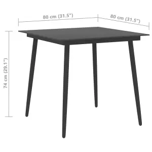 Berkfield Garden Dining Table Black 80x80x74 cm Steel and Glass