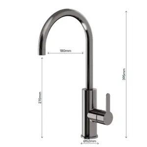 GoodHome Zanthe Black Titanium effect Kitchen Side lever Tap