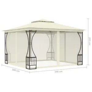 Berkfield Gazebo with Nets 300x300x265 cm Cream