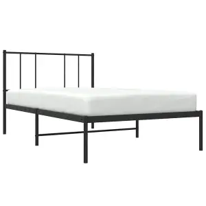 Berkfield Metal Bed Frame with Headboard Black 100x190 cm