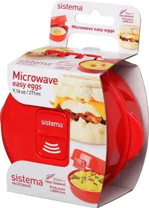 Sistema Easy Eggs Microwave Egg Cooker | 270 Ml | Egg Poacher With Steam Release Vent | BPA-Free | Red | 1 Count