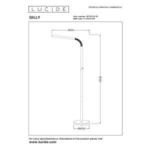 Lucide Gilly Classic Floor Reading Lamp - LED Dim. - 1x3W 2700K - Black