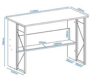 Rhodes desk with 1 shelf in walnut