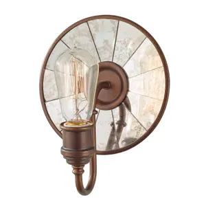 Wall Light Exposed Lamp Round Glass Panels Astral Bronze LED E27 100W