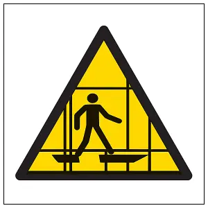 Warning Scaffolding Logo Safety Sign - Adhesive Vinyl - 200x200mm (x3)