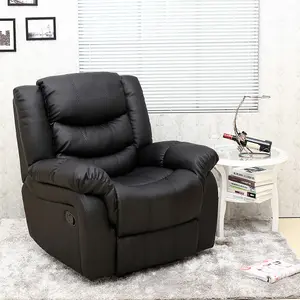 Seattle Manual Recliner Armchair Sofa Home Lounge Bonded Leather Chair (Black)