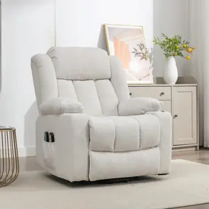 Lovell Electric Lift Assist Riser Recliner with Massage and Heat - Cream