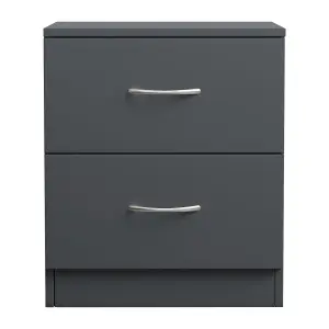 SunDaze Chest of Drawers Bedroom Furniture Bedside Cabinet with Handle 2 Drawer Grey 40x36x47cm