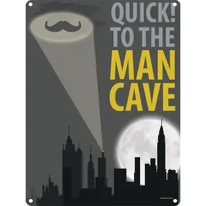 Grindstore Quick To The Man Cave Tin Sign Grey (One Size)