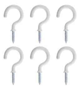 White Large Cup hook (L)46.5mm, Pack of 6