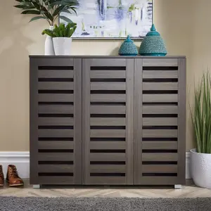 Home Source Oslo 3 Door Dark Brown Shoe Cabinet