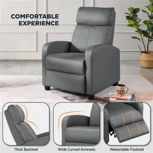 Yaheetech Grey PU Leather Recliner Chair with Pocket