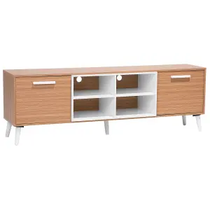 Beliani Traditional TV Stand Light Wood ALLOA