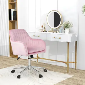 Costway Home Office Chair Ergonomic Swivel Computer Desk Chair Leisure Vanity Armchair