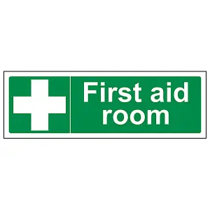 First Aid Room Door Health Safety Sign - Adhesive Vinyl 450x150mm (x3)