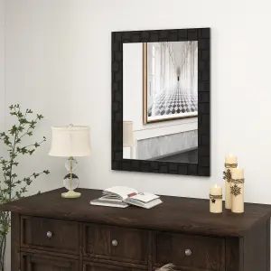 COSTWAY Wooden Framed Wall Mirror Vertical & Horizontal Mounting Rectangular Mirror