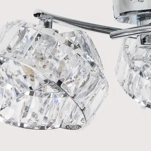 ValueLights Hudson 3 Way Chrome and Clear Acrylic Jewel Intertwined Rings Design Ceiling Light