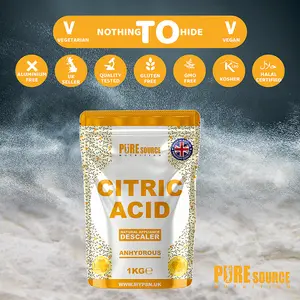 PSN Citric Acid Fine Granulated 1KG for Descaler, Multi-Surface & Multi-Purpose Cleaner, Limescale