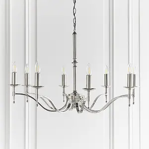 Luminosa Stanford 8 Light Chandelier Polished Nickel Plate Finish, E14